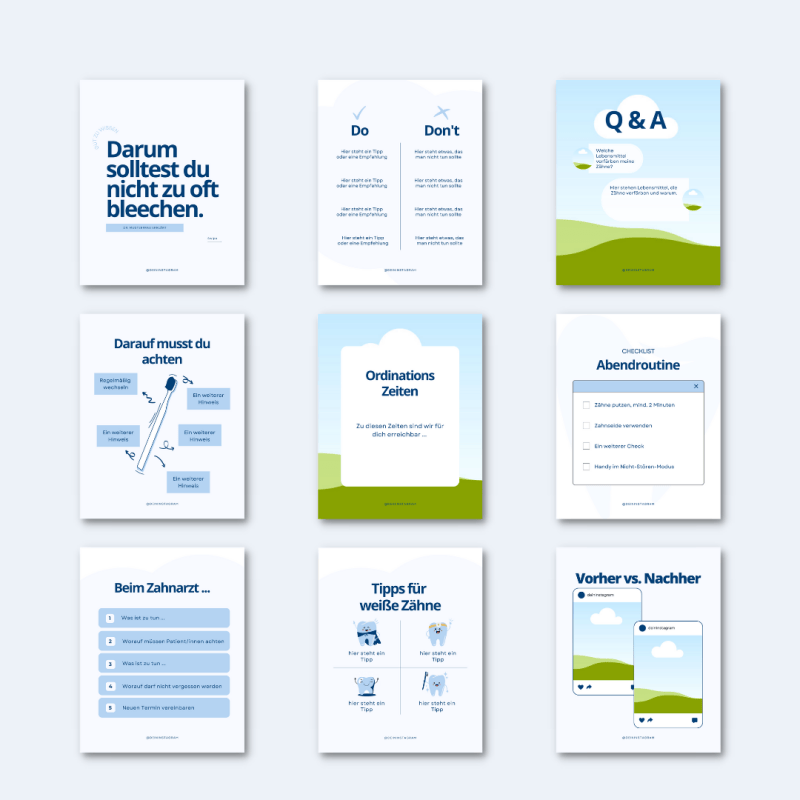 Social Media Grafik-Vorlagen für Zahnärzte